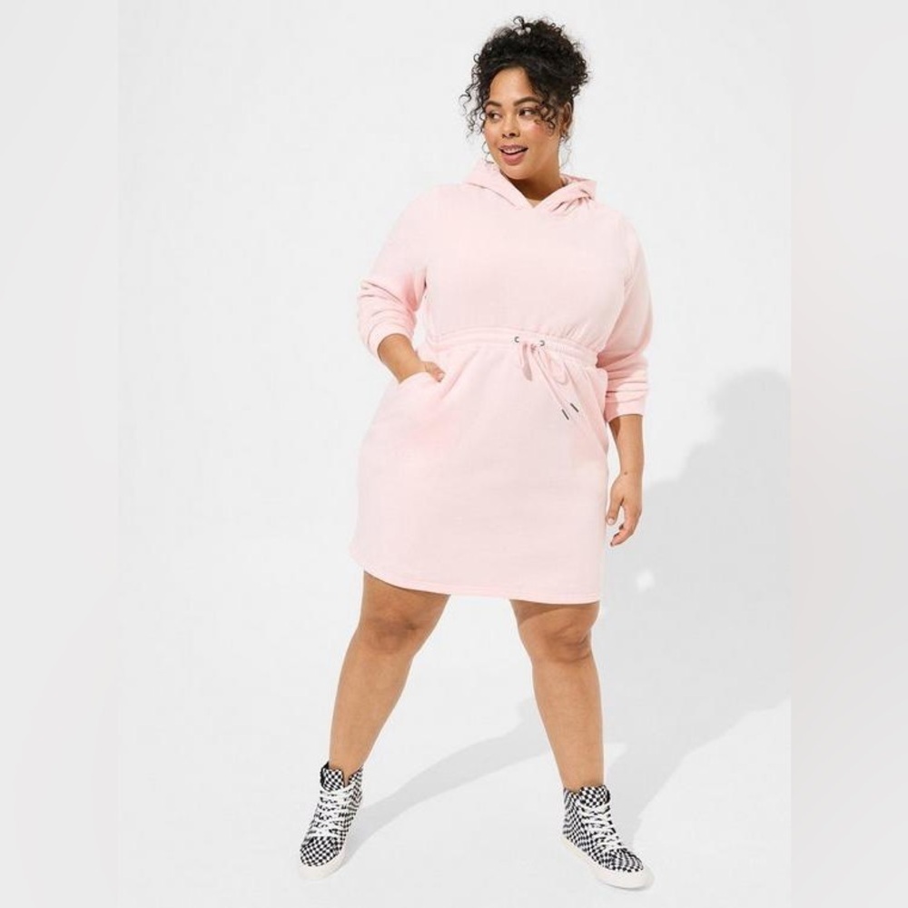 Torrid Light Pink Mini Fleece Hoodie Sweatshirt Dress - New - Size 14/16 (1)